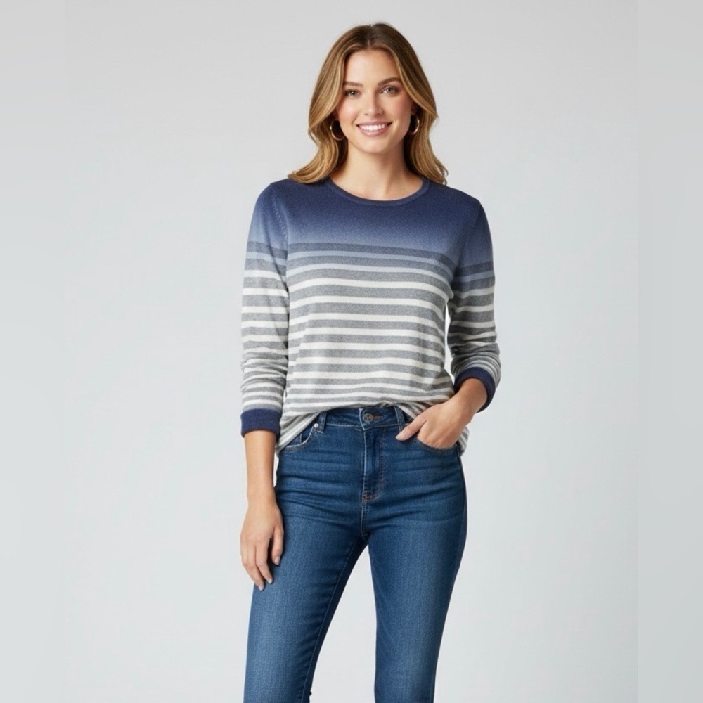 J. McLaughlin Navy White Sweater size XL